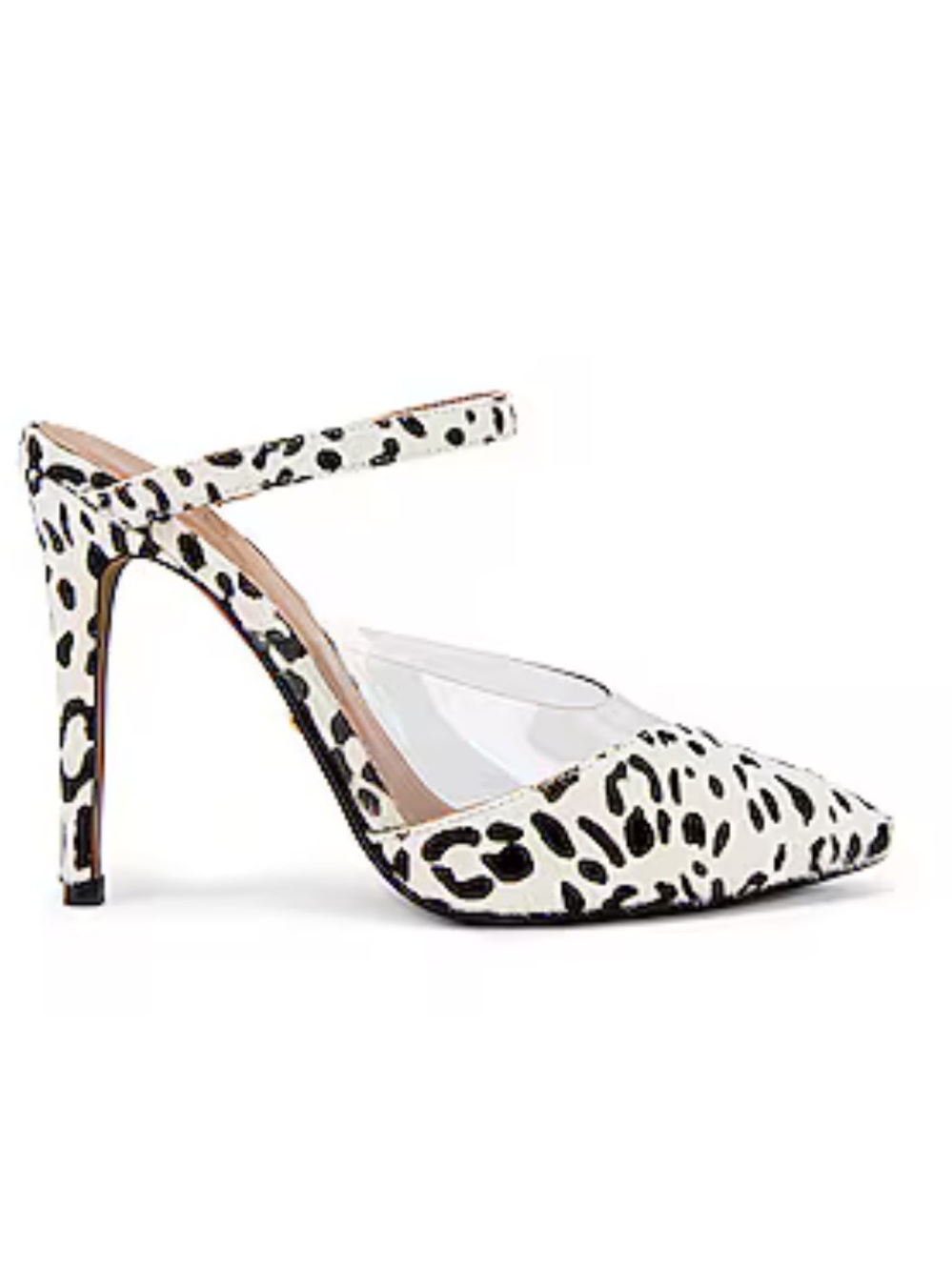 RAYE Leopard-Print Pointed-Toe Ankle Strap Pumps - Cream/Black “Creed Heel”